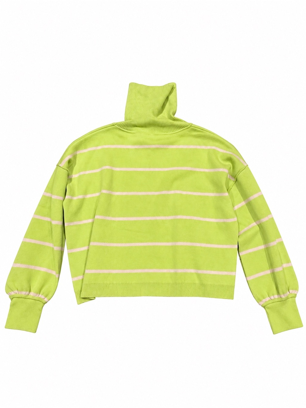 Free People Lime & Cream Striped Cowlneck Sweater